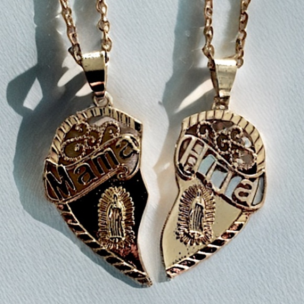 Mother Daughter Gold Plated Virgin Mary Chain Necklace